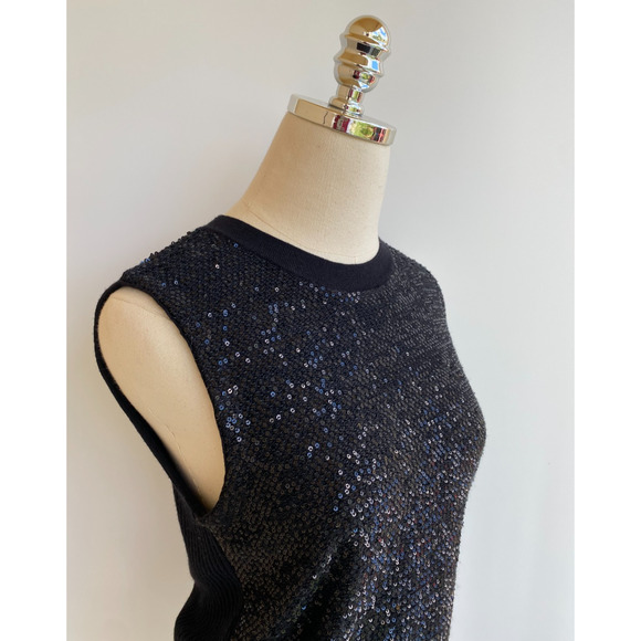 CURRENT St John Sequin Knit Tank Top Wool Silk sz M $495 - Picture 6 of 11